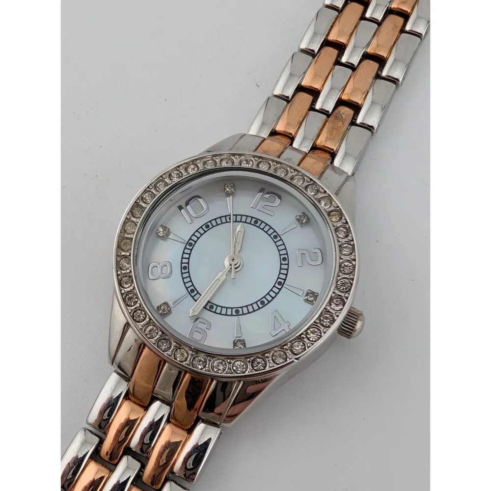 Women's Watch 28mm Case Rhinestones Rose Gold/Silver 7.5